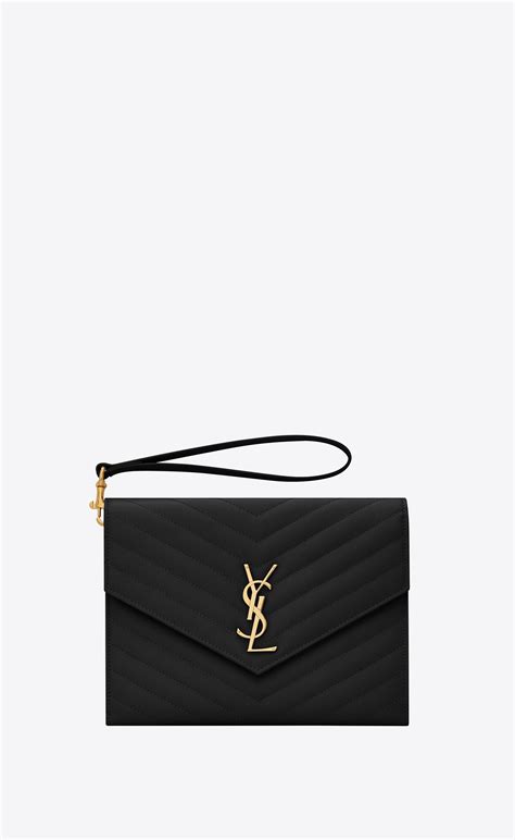 ysl monogram clutch grain